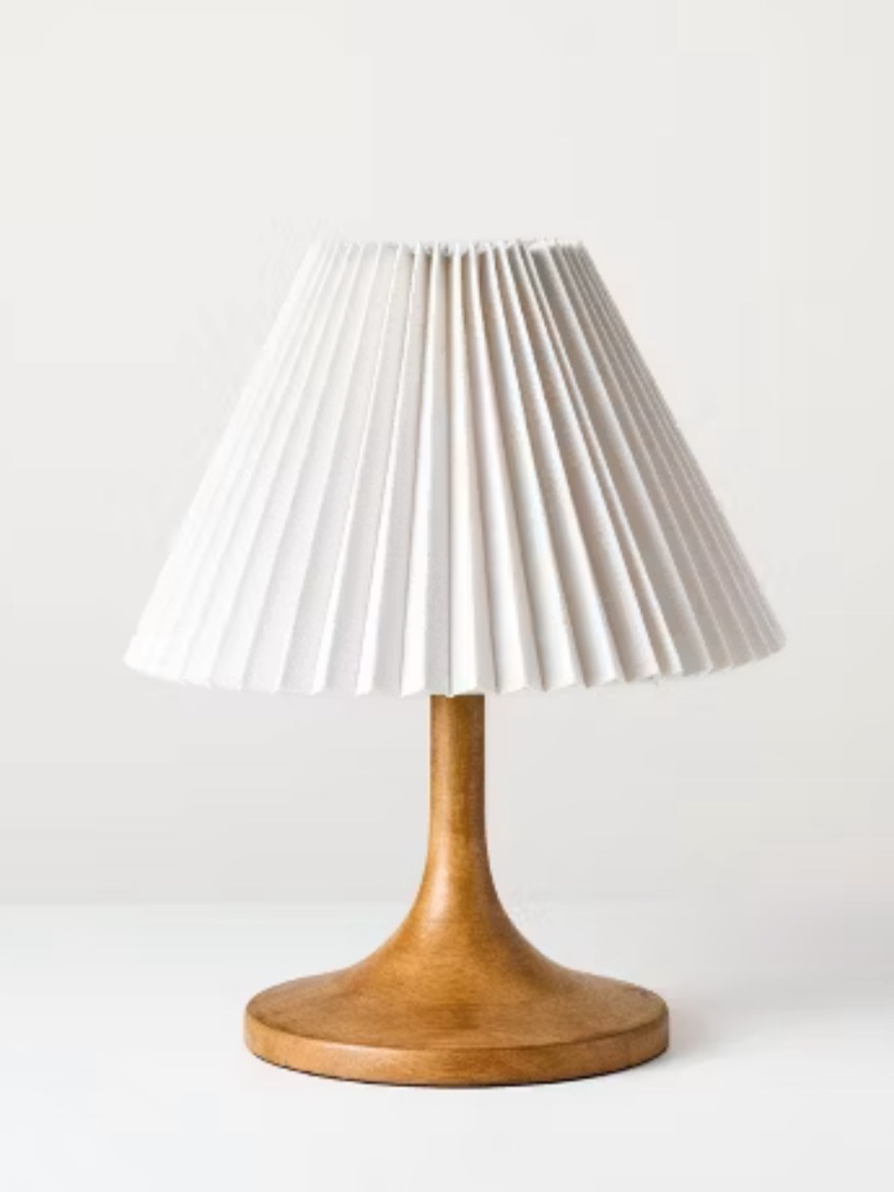 NWT Hearth & Hand Wooden Mid Tone Lamp with Pleated Shade